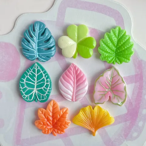 Mini Plantas Verdes Tropicales Accesorios de Resina Trébol Ginkgo Hojas de Arce Estampado DIY Funda de Teléfono Pelo Materiales Artesanía Decoración