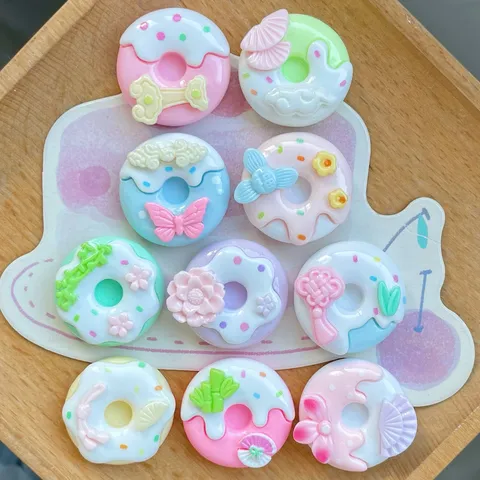 Resin Ancient Style Donut DIY Accessories Miniature Food Charms For Hair Clip Keychain Phone Case Decor Craft Supplies