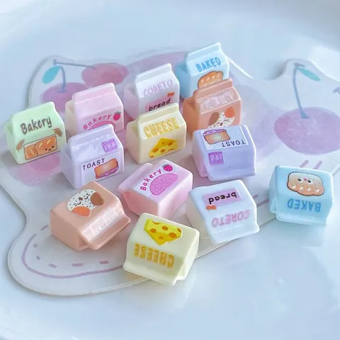 Mini Harz Brottüte Flache Rückseite Verzierungen Süße Cartoon Käse Toast Essen Cabochons Für DIY Handwerk Schlüsselanhänger Handyhülle Dekoration