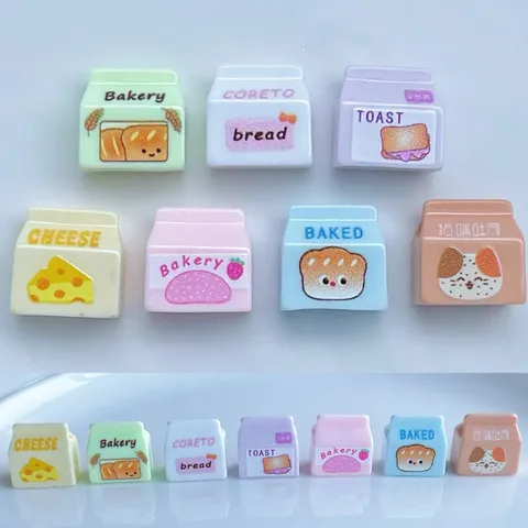 Mini Harz Brottüte Flache Rückseite Verzierungen Süße Cartoon Käse Toast Essen Cabochons Für DIY Handwerk Schlüsselanhänger Handyhülle Dekoration