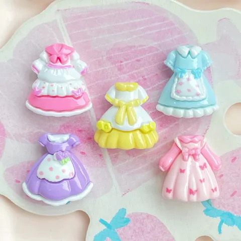 Sweet Lolita Princess Dress Resin Charms Simulation Miniature Clothing Flatback Slime Beads Embellishments For Hair Clips Phone Case Keychains DIY Craft Supplies