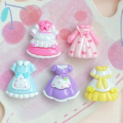 Sweet Lolita Princess Dress Resin Charms Simulation Miniature Clothing Flatback Slime Beads Embellishments For Hair Clips Phone Case Keychains DIY Craft Supplies