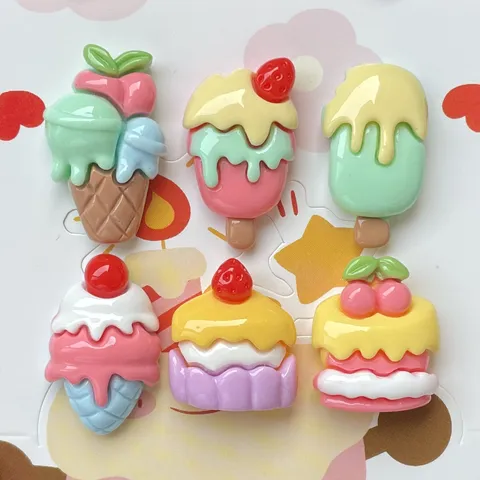 Cute Resin Cream Fruit Ice Cream Cone Charms For DIY Hair Clips Keychain Stationery Shoe Accessories Mini Dessert Resin Decor