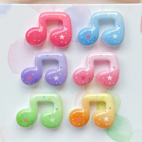 Musical Note Star Resin Charms Colorful Gradient Flatback DIY Accessories For Phone Case Stationery Hair Clips Craft Decoration
