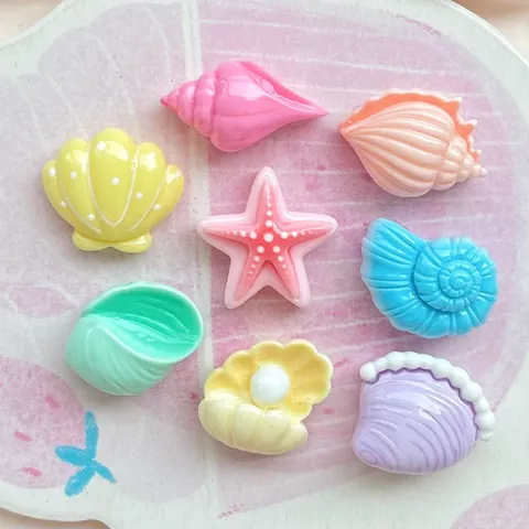 Colorful Resin Sea Shell Starfish DIY Accessories For Hair Clip Phone Case Decoration Stationery Embellishments