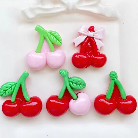 Dolci Ciondoli a Retro Piatto in Resina a Forma di Ciliegia Rossi Rosa Frutta Fiocco Perline per Fai da Te Molletta Portachiavi Custodia Telefono Artigianato