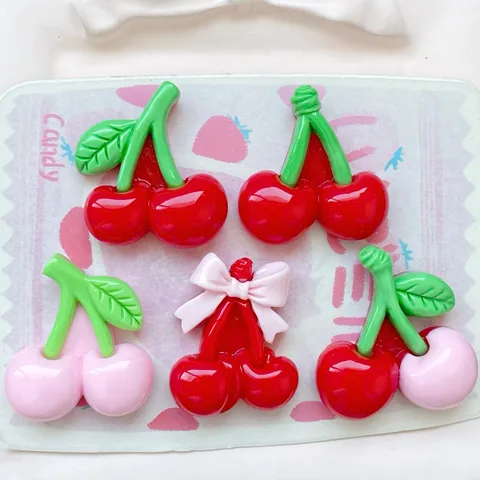 Dolci Ciondoli a Retro Piatto in Resina a Forma di Ciliegia Rossi Rosa Frutta Fiocco Perline per Fai da Te Molletta Portachiavi Custodia Telefono Artigianato