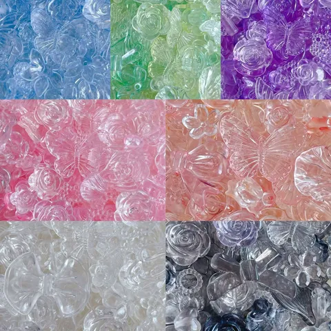 Perles Translucides en Plastique Résine Baroque Pour Bijoux DIY Nœud Rose Fleur Perles Mixte Accessoires Artisanat