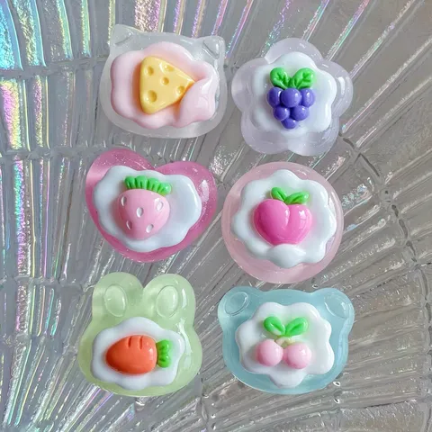 Transparent Resin Fruit Cake Charms For DIY Phone Case Keychain Strawberry Grape Cherry Peach Mini Decorative Accessories