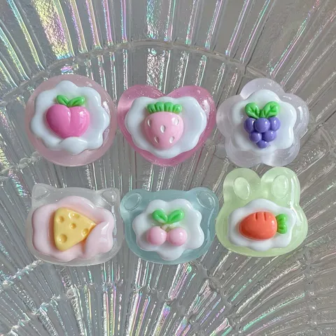 Transparent Resin Fruit Cake Charms For DIY Phone Case Keychain Strawberry Grape Cherry Peach Mini Decorative Accessories