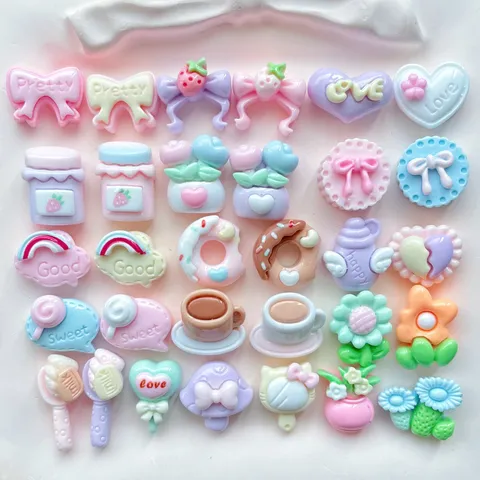 Mini Cartoon Resin Charms Kawaii Strawberry Milk Bow Knot Flower Donut Shapes For DIY Nail Art Earring Making Supplies Jewelry Accessories