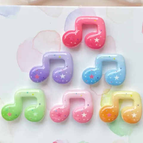 Musical Note Star Resin Charms Colorful Gradient Flatback DIY Accessories For Phone Case Stationery Hair Clips Craft Decoration