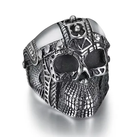 Hip Hop Vintage Roestvrij Staal Schedel Ring Voor Mannen Punk Gotisch Heavy Metal Biker Vingerring Mode Sieraden