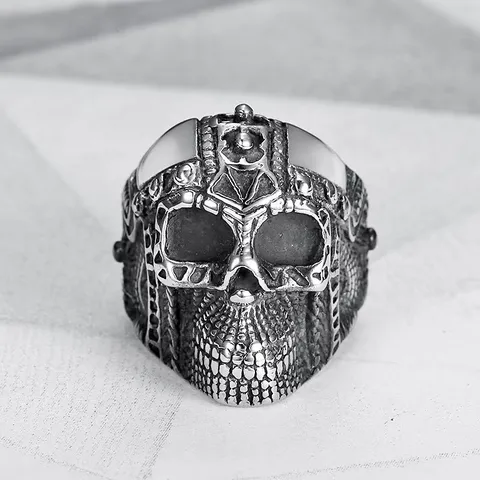 Hip Hop Vintage Roestvrij Staal Schedel Ring Voor Mannen Punk Gotisch Heavy Metal Biker Vingerring Mode Sieraden