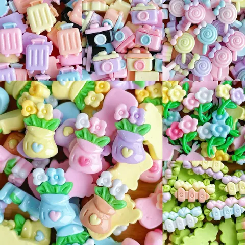 Mini Harz Blumenvasen Kamera Flatback Cabochons Süße Cartoon Schnuller Koffer DIY Basteln Miniaturen Verzierungen Für Handyhüllen Haarnadeln Dekoration