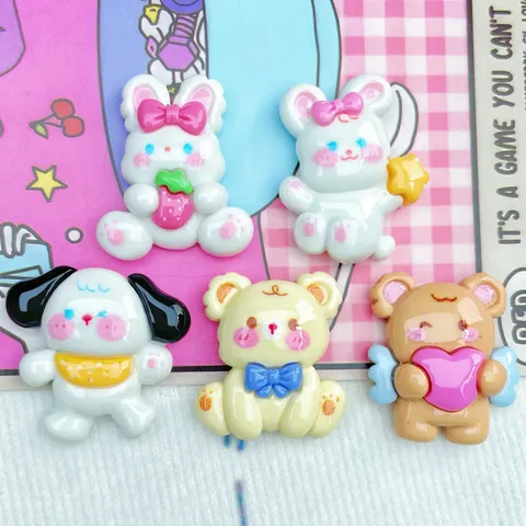 Ciondoli in Resina di Animali dei Cartoni Animati Accessori Fatti a Mano Fai-da-te Per Custodia del Telefono Portachiavi Decorazione Scarpe Coniglio Cane Orso