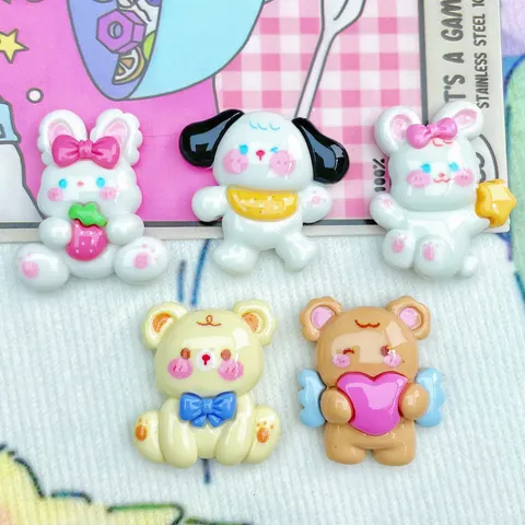 Ciondoli in Resina di Animali dei Cartoni Animati Accessori Fatti a Mano Fai-da-te Per Custodia del Telefono Portachiavi Decorazione Scarpe Coniglio Cane Orso