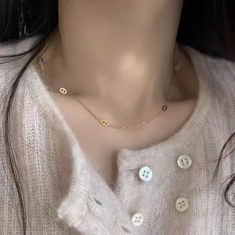 Collier Pendentif Nez de Porc en Argent Sterling 925 Minimaliste Chaîne Ras du Cou Maillon d'Ancre Mode Bijoux Fins Pour Femmes Cadeau Quotidien
