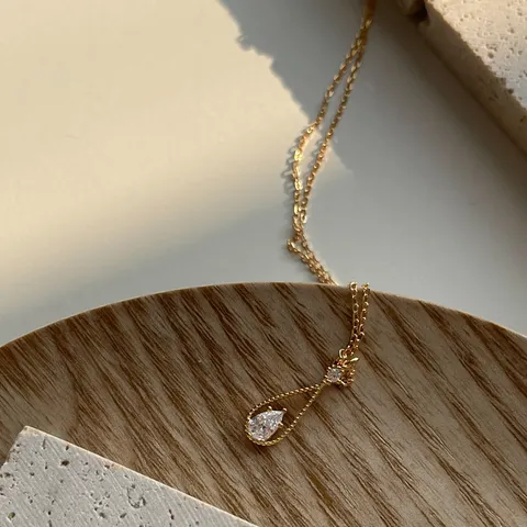 Collar de Plata de Ley 925 con Diamantes de Imitación en Forma de Gota para Mujer Collar Minimalista Joyería Regalo