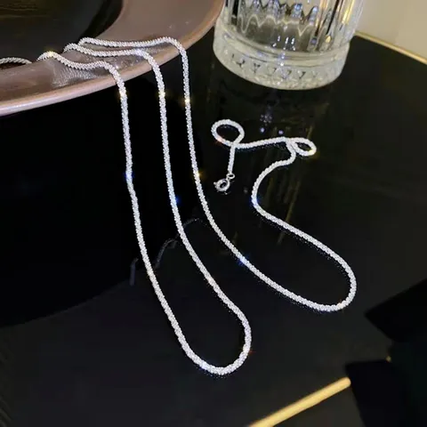 S925 Sterling Silver Sparkling Gypsophila Necklace For Women Italian Style Choker Chain Elegant Fine Jewelry Daily Accessory Gift