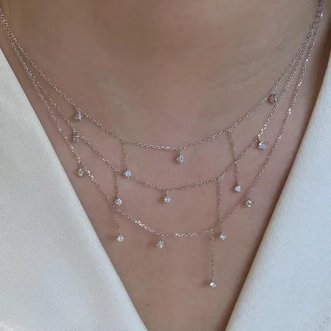 S925 Sterling Silver Gypsophila Zirconia Necklace For Women Elegant Double Layer Tassel Pendant Necklace Clavicle Chain Jewelry