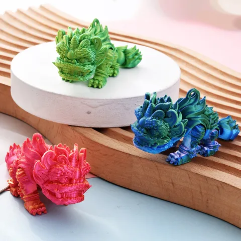 3D-gedrucktes Gelenkiges Löwentanz Chinesischer Stil Desktop Ornament Bewegliches Gelenk Drache Löwe Figur Traditionelle Dekoration Geschenk