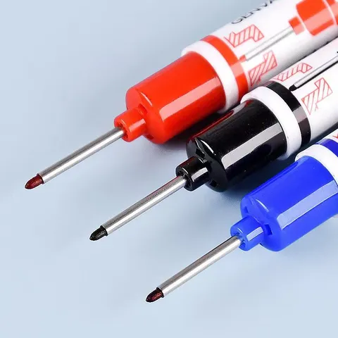 Marqueur à Base d'Huile à Longue Tête Stylo de Marquage pour Trous Profonds Imperméable Séchage Rapide pour Menuiserie Métal Construction