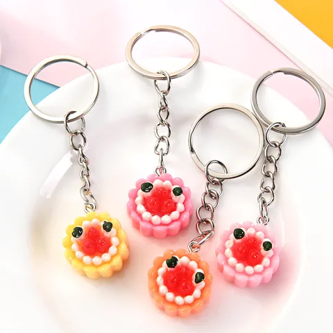 Realistic Mooncake Cake Simulation Keychain Creative Food Model Bag Hanging Decor Cute Dessert Key Ring Accessory Gift