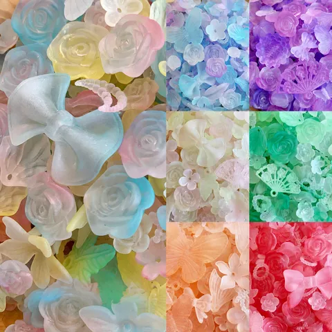 Frosted Baroque Style Mixed Resin Accessories Flower Butterfly Heart Shapes For DIY Phone Case Hair Clips Craft Supplies