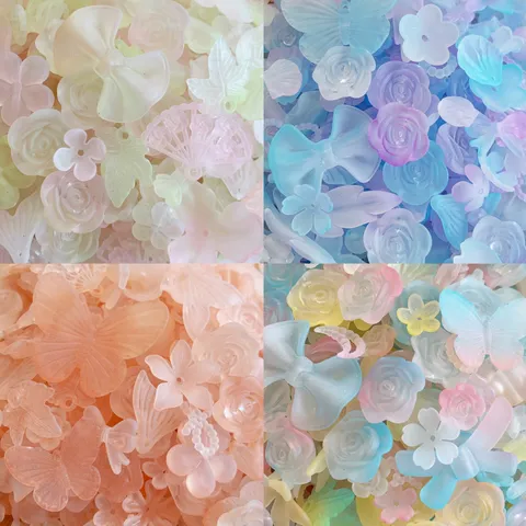 Frosted Baroque Style Mixed Resin Accessories Flower Butterfly Heart Shapes For DIY Phone Case Hair Clips Craft Supplies
