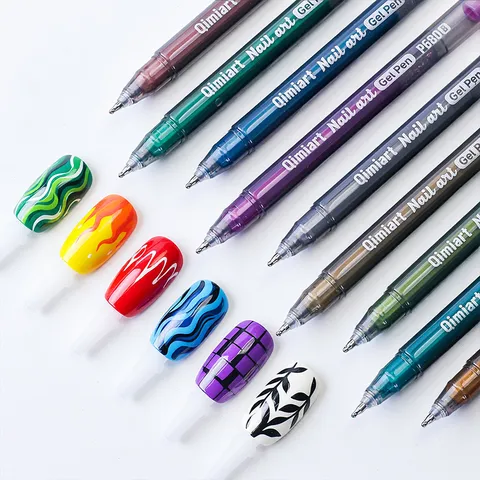 Stylos Nail Art Métalliques Stylos Gel Imperméables À Séchage Rapide Pointe Fine Pour Conception D'ongles DIY Dessin De Journal
