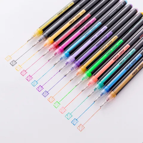 Set de Stylos Gel Pailletés et Surligneurs Pastel Colorés pour Journal Dessin et École