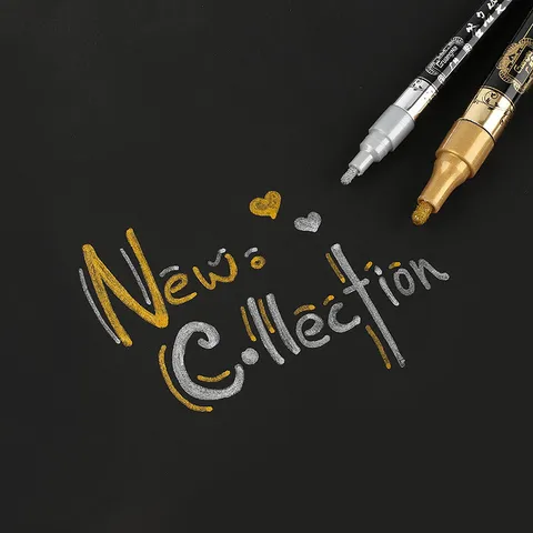 Guangna Metallic Marker Pen Gold Silver Waterproof Oil Based Permanent Marker For DIY Crafting Black Cardboard Greeting Card Signature Art Supplies