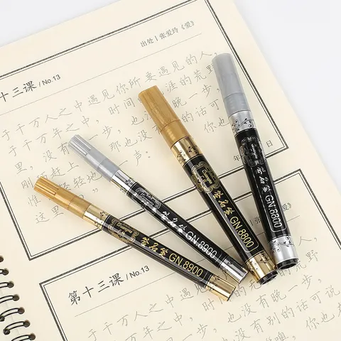 Guangna Metallic Marker Pen Gold Silver Waterproof Oil Based Permanent Marker For DIY Crafting Black Cardboard Greeting Card Signature Art Supplies
