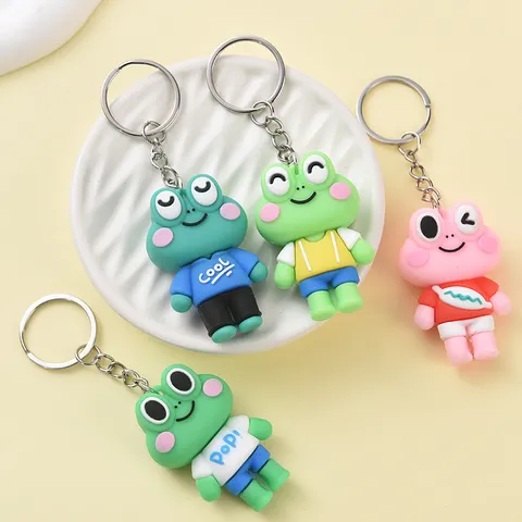 Niedlicher Cartoon Frosch Schlüsselanhänger Kreativer PVC Stressabbau Quetsch Kröte Anhänger Rucksack Pärchen Geschenk