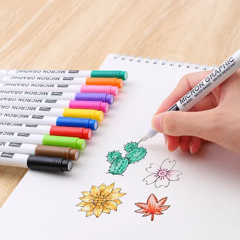 Waterproof Multicolor Fine Liner Pens Water-Based Micron Graphic Drawing Pens For Comic Sketching Art Supplies Professional Artist Fineliner Markers