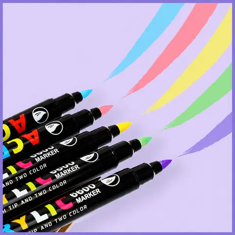 Doppelkopf Doppelfarbe Acryl Marker Stifte Weiche Pinselspitze Wasserdichte Graffiti Stifte Für Kunst Malerei Büro Schule