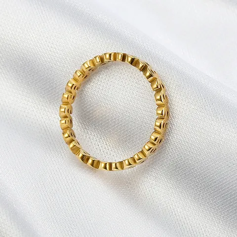 Creative Dollar Sign Ring For Women Simple Titanium Steel Gold Plated Cutout Finger Ring Fashion Jewelry Gift