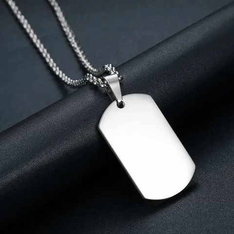 Titanium Steel Dog Tag Pendant Necklace For Men Women Minimalist Blank Military ID Tag Personalized Engravable Jewelry Gift