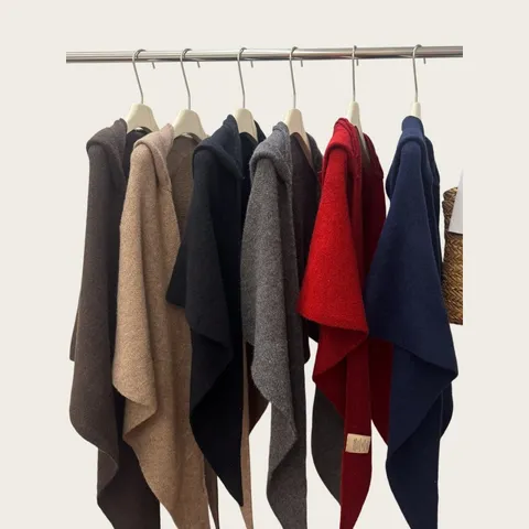 Chale de Punto con Capucha de Invierno para Mujer Envoltorio Triangular Color Sólido Bufanda Cálida Gruesa Capa Poncho Jacquard Retro para Exterior