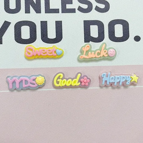 Transparent Jelly Color Resin English Letter Charms Sweet Good Happy Luck YYDS DIY Accessories For Phone Case Decoration