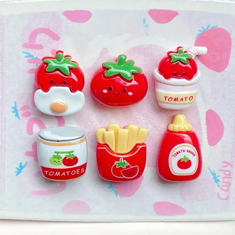 Cartoon Tomato Fries Egg Resin Flatback Cabochons Cute Simulation Food Miniature Crafts For DIY Phone Case Scrapbooking Cream Gum Accessories