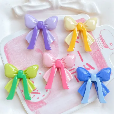 Glossy Dual Color Bow Resin Charms For DIY Phone Case Decoration Hair Accessories Craft Making Sweet Resin Bowknot