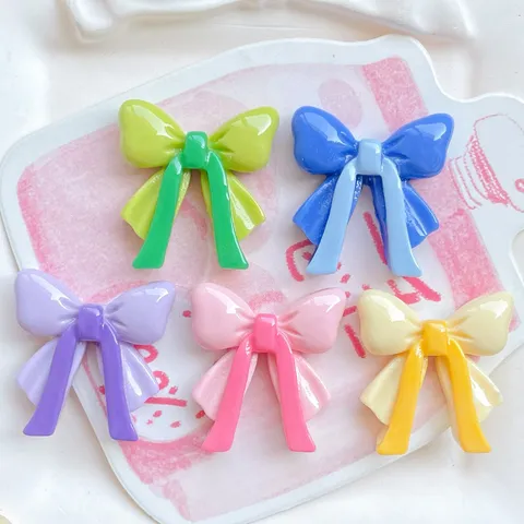 Glossy Dual Color Bow Resin Charms For DIY Phone Case Decoration Hair Accessories Craft Making Sweet Resin Bowknot
