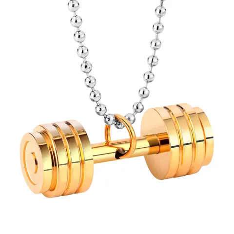 Fashion Titanium Steel Dumbbell Barbell Pendant Necklace For Men Fitness Gym Sporty Jewelry Stainless Steel Men Necklace Gift