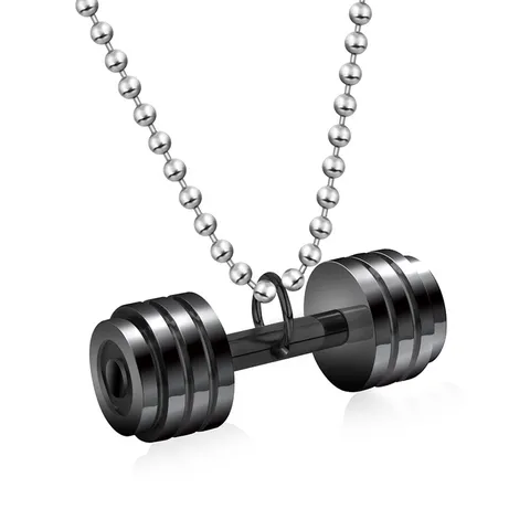 Men Bold Dumbbell Pendant Titanium Steel Fitness Jewelry Weightlifting Shape Pendant Only Without Chain Gym Workout Gift For Boyfriend