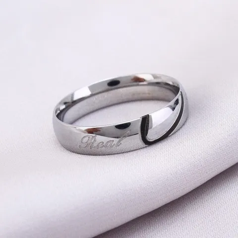 Mode Titanstahl Paar Ringe Real Love Herz Spleißen Poliert Silber Ring Für Herren Damen Valentinstag Schmuck