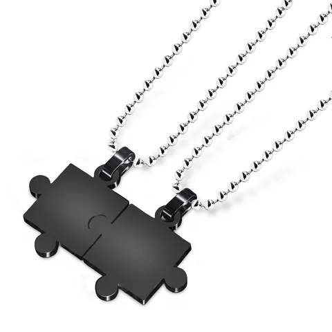 Collana con Ciondolo a Puzzle in Acciaio Inossidabile per Coppie Collana con Ciondolo Jigsaw Coordinata Set per Uomo Donna