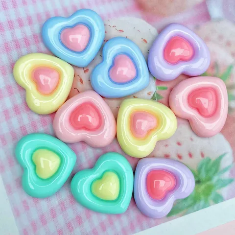 Cabochon Dorati in Resina a Cuore Bicolore Lucido Materiali per Fiocchi Capelli Fai da Te Accessori per Creazioni Artigianali