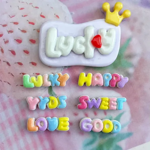 Mini Harz Englischer Buchstabe Wort Zeichen Creme Gel Schleim Charms Für DIY Handwerk Haarnadeln Handyhülle Dekoration Handgefertigtes Material